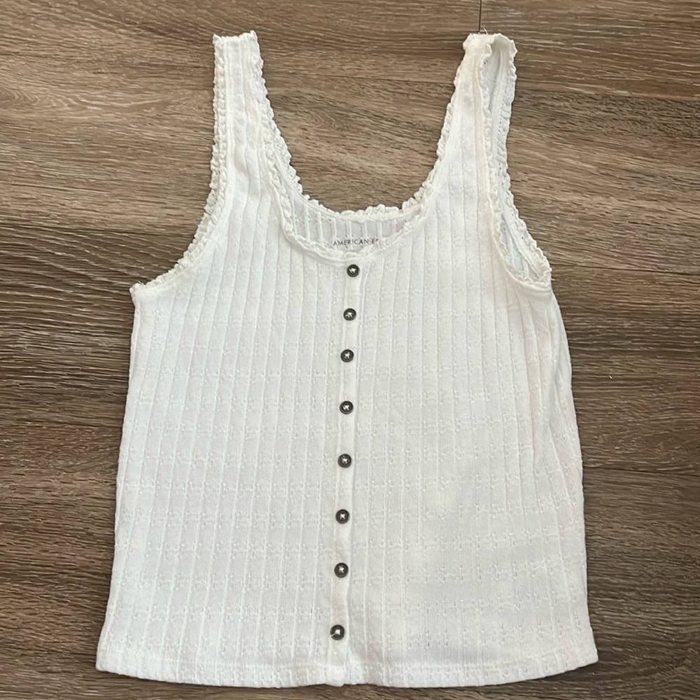 AEO White Button Down Tank